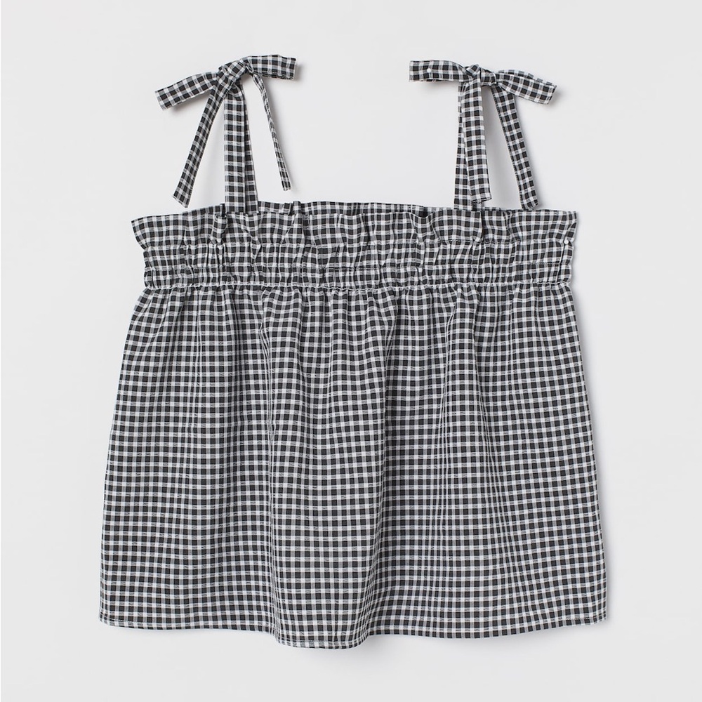 H&M Black and White Checkered Top